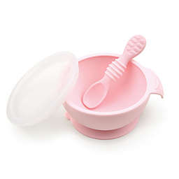 Bumkins® Silicone First Feeding Set with Lid & Spoon in Pink