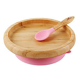 Avanchy Suction Classic Plate and Spoon in Pink