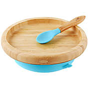 Avanchy Suction Classic Plate and Spoon in Blue