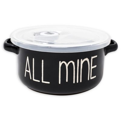 Boston Warehouse&reg; &quot;All Mine&quot; Soup Mug with Lid in Black/White