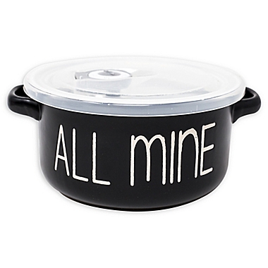 Boston Warehouse&reg; &quot;All Mine&quot; Soup Mug with Lid in Black/White. View a larger version of this product image.