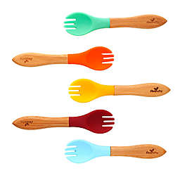 Avanchy Bamboo + Silicone Toddler Feeding Forks in Blue (Set of 5)