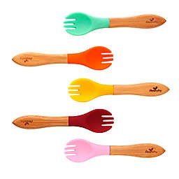 Avanchy Bamboo + Silicone Toddler Feeding Forks in Pink (Set of 5)