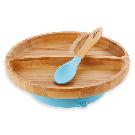 Alternate image 1 for Avanchy Bamboo + Silicone Suction Toddler Plate + Spoon