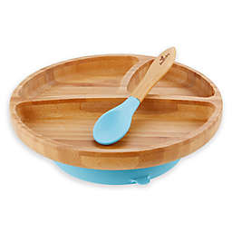Avanchy Bamboo + Silicone Suction Toddler Plate + Spoon