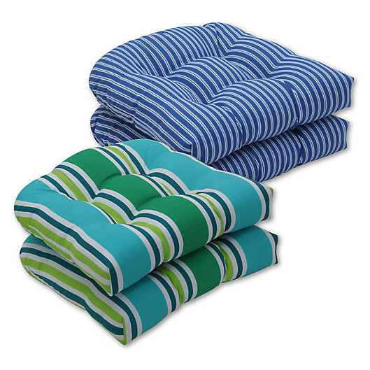 Alternate image 1 for Pillow Perfect Stripe Wicker Seat Cushions (Set of 2)