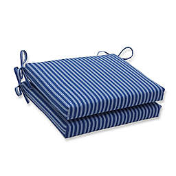 Pillow Perfect Resort Stripe Squared Seat Cushions in Blue (Set of 2)