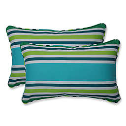 Pillow Perfect Aruba Stripe Rectangular Throw Pillow Set in Turquoise/Green (Set of 2)