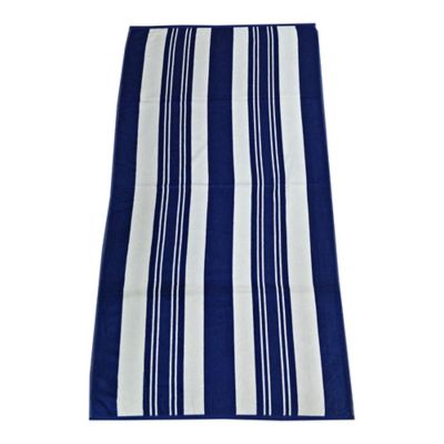 blue white striped beach towel