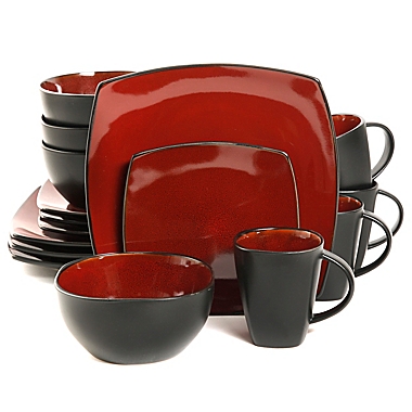 Soho Lounge Amalfi 16-Piece Dinner Set in Red/Black. View a larger version of this product image.