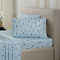 Ron Chereskin® Modernist Flannel Penguin 200-Thread-Count Queen Sheet Set in Blue