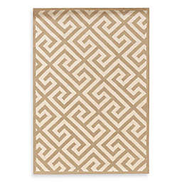 Linon Home Greek Key 1'10 x 2'1 Accent Rug in Beige/White