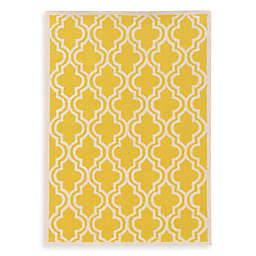 Linon Home Silhouette Collection Quatrefoil Rug in Yellow/White