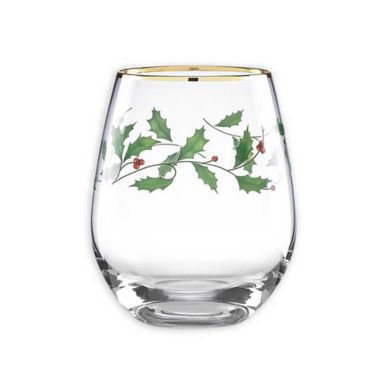 Lenox&reg; Holiday&trade; Decal Stemless Wine Glasses (Set of 4). View a larger version of this product image.