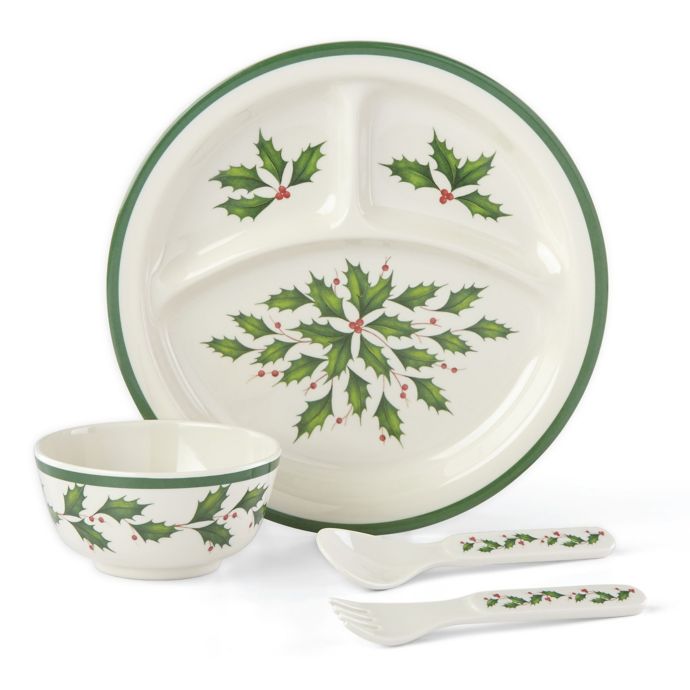 Lenox® Holiday™ Children 4Piece Dinnerware Set in Green/Red Bed Bath