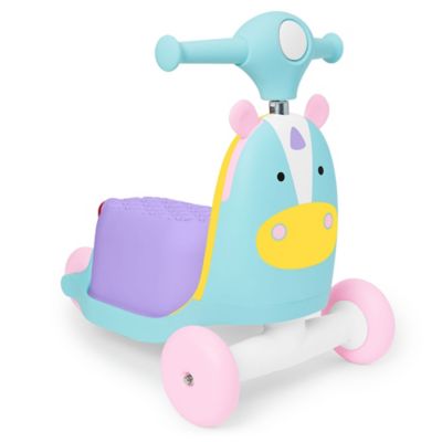 riding toy unicorn with purple horn