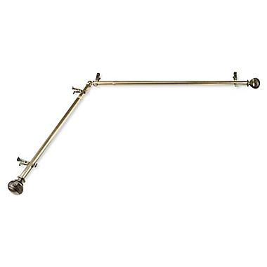 Rod Desyne Naomi 28 to 48-Inch Single Corner Drapery Rod with Finials in Antique Brass. View a larger version of this product image.