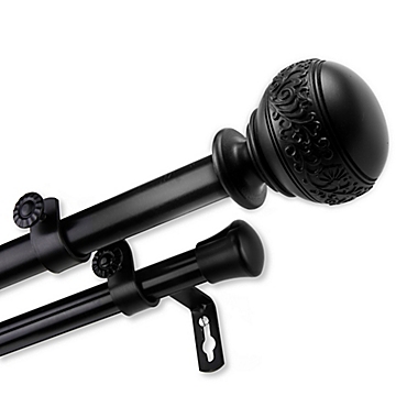 Rod Desyne Naomi 28 to 48-Inch Double Curtain Rod Set in Black. View a larger version of this product image.