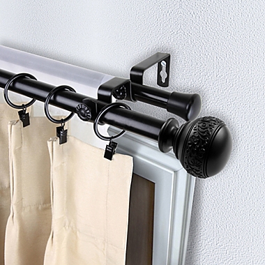 Rod Desyne Naomi 28 to 48-Inch Double Curtain Rod Set in Black. View a larger version of this product image.