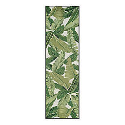 Couristan® Palm Lily 2'3 x 7'10 Indoor/Outdoor Runner Rug in Green/Ivory