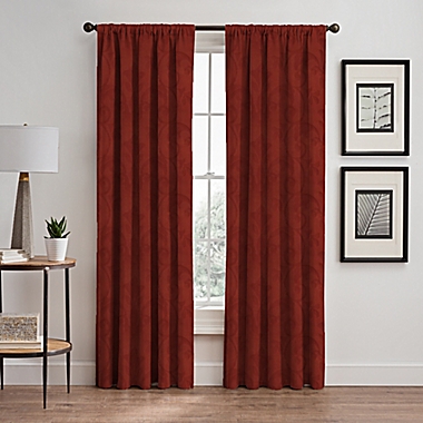 Scroll 63-Inch Rod Pocket/Back Tab Window Curtain Panel in Cayenne (Single). View a larger version of this product image.