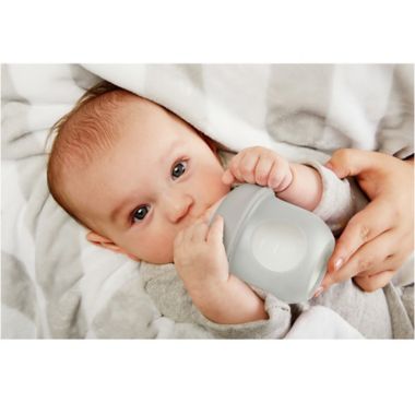 Boon NURSH&trade; 4 oz. Silicone Pouch Bottle in Grey. View a larger version of this product image.