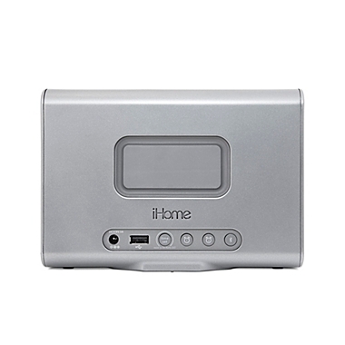 iHome&trade; Bluetooth Dual Alarm Clock in Gunmetal with Qi Wireless Charging. View a larger version of this product image.