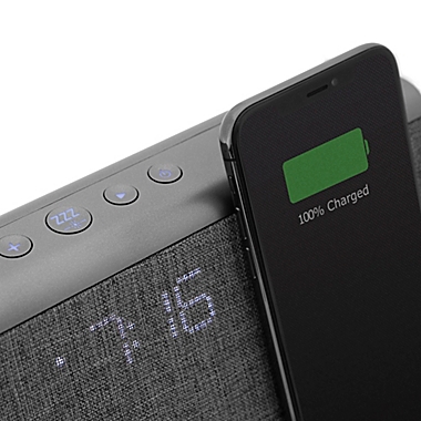 iHome&trade; Bluetooth Dual Alarm Clock in Gunmetal with Qi Wireless Charging. View a larger version of this product image.