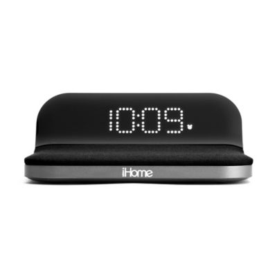 iHome&reg; Qi Wireless Charging Compact Alarm Clock in Black with USB Port