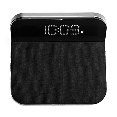 iHome&reg; Qi Wireless Charging Compact Alarm Clock in Black with USB Port. View a larger version of this product image.