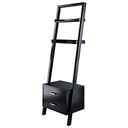 Winsome Trading Bellamy Leaning Shelf with 2 Drawers in Black