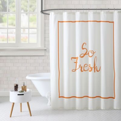 orange and gray shower curtain