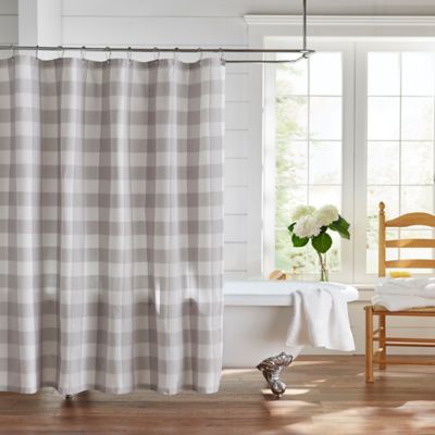 Wicklow Black Tan Shower Curtain 72X72 Buffalo Check Cotton Park Designs 