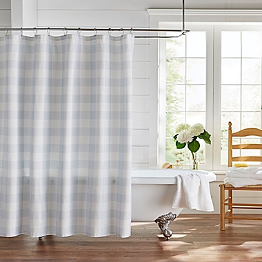 Farmhouse Living Buffalo Check Shower Curtain in Blue/White. View a larger version of this product image.