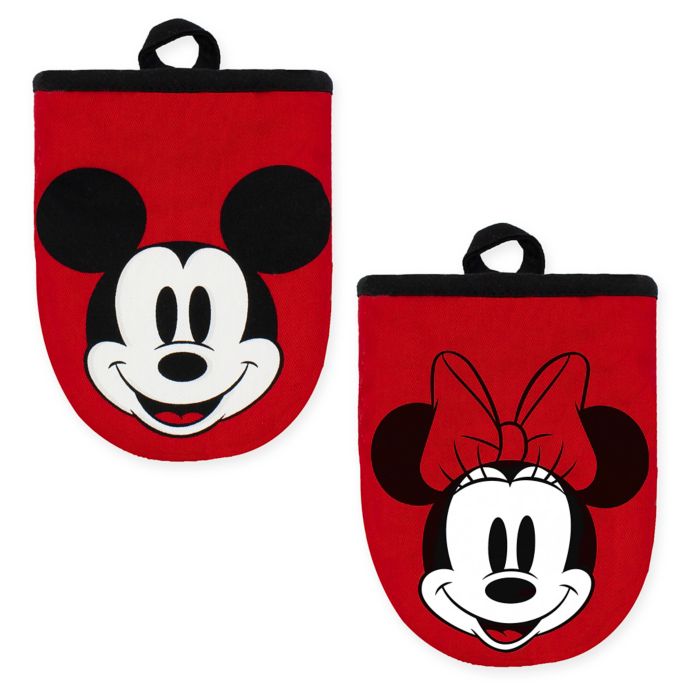 Disney Mickey Mouse Mr And Mrs Mini Oven Mitts In Red Set Of 2