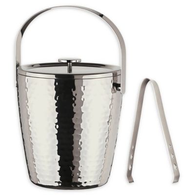 stainless steel ice bucket with tongs