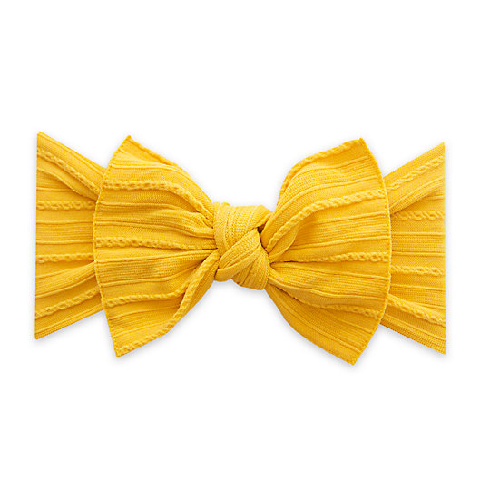 Alternate image 1 for Baby Bling Cable Knit Knot Headband in Mustard