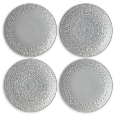 kate spade new york Willow Drive Grey™ Tidbit Plates (Set of 4) Bed