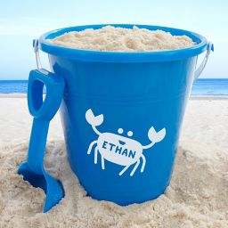 Personalized Sea Creatures Plastic Beach Pail & Shovel- Blue