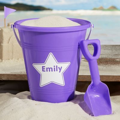 Shapes Personalized Plastic Beach Pail &amp; Shovel in Purple