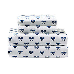Felicity 144-Thread-Count Percale Cotton Queen Sheet Set in Blue