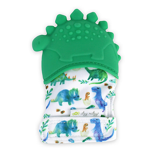 Alternate image 1 for Itzy Ritzy® Dinosaur Silicone Teething Mitt in Green