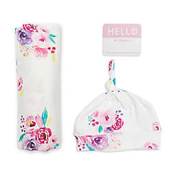 Mary Meyer® Lulujo™ 3-Piece Hello World Swaddle, Hat, and Sticker Set in Posies