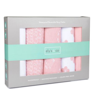 Ely&#39;s &amp; Co.&reg; 5-Pack Floral Burp Cloths in Pink. View a larger version of this product image.