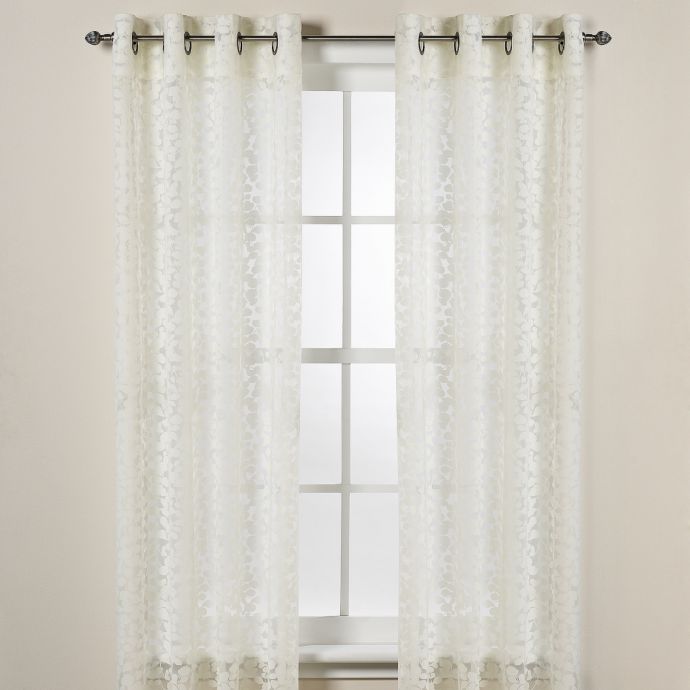 Dkny Halo Grommet Sheer Window Curtain Panels In Ivory Bed Bath