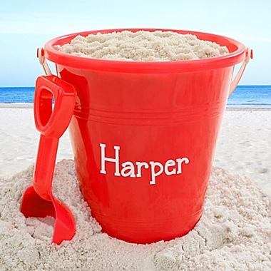 Personalized Sand Pail &amp; Shovel in Red. View a larger version of this product image.