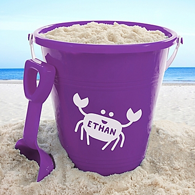 Personalized Sea Creatures Plastic Beach Pail &amp; Shovel in Purple. View a larger version of this product image.