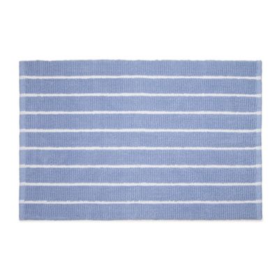 blue and white bath mat