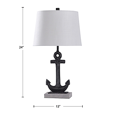 Stylecraft Bertram Table Lamp in Gunmetal with Fabric Lampshade. View a larger version of this product image.