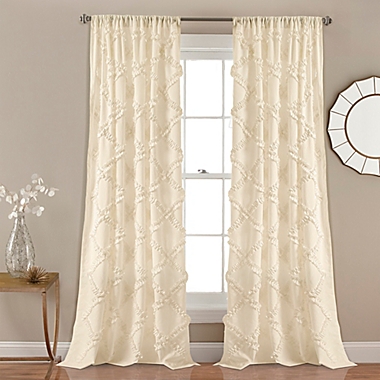 Ruffle Diamond  84-Inch Rod Pocket Window Curtain in Ivory (Set of 2). View a larger version of this product image.